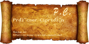 Prácser Ciprián névjegykártya