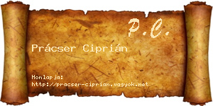 Prácser Ciprián névjegykártya